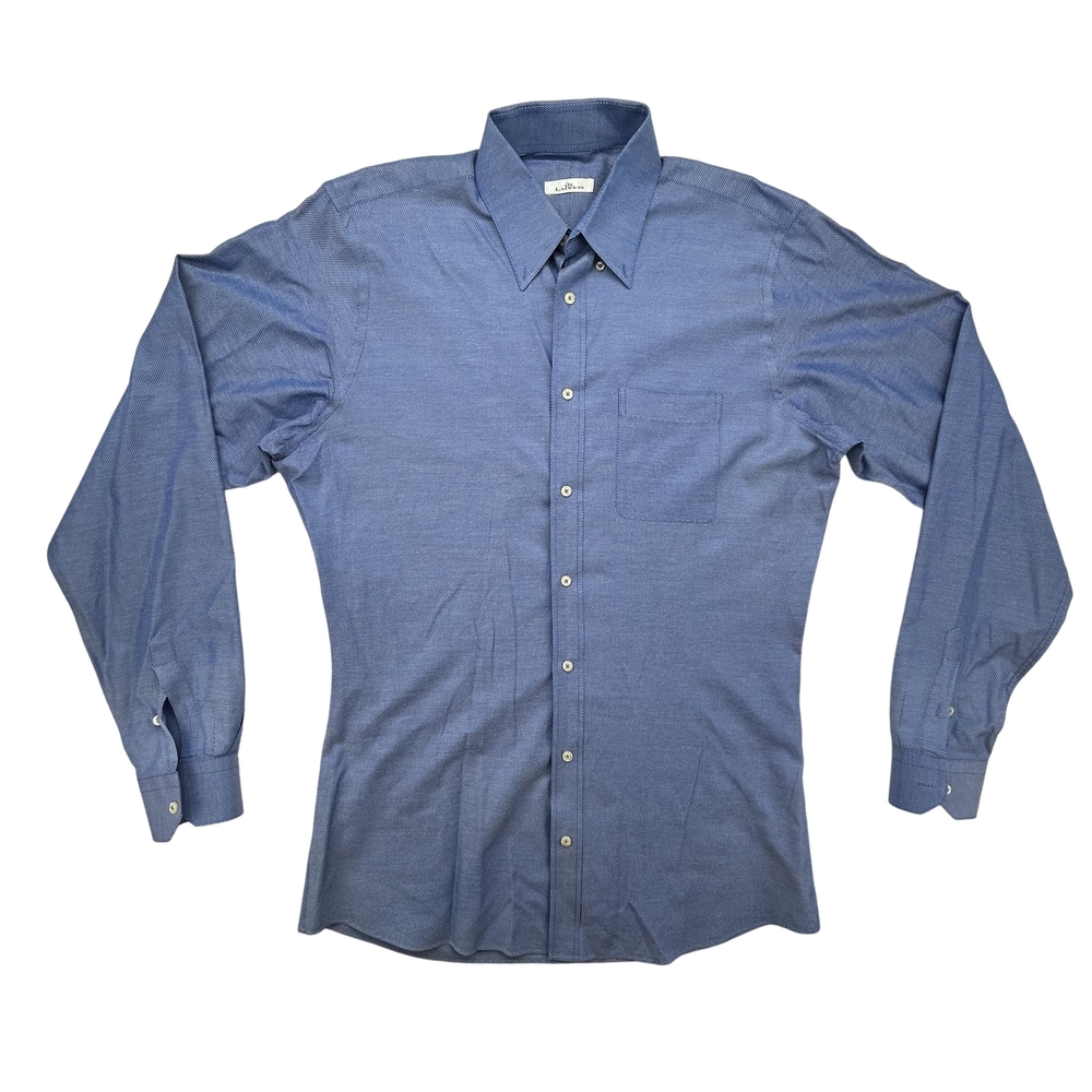 Di Lusso Shirt Mens Large Blue Dress Button Down Long Sleeve Pocket Classic